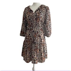 Dream Catcher Dolman Sleeve Sundress with Cowl Neck‎ Animal Print Mini Dress
